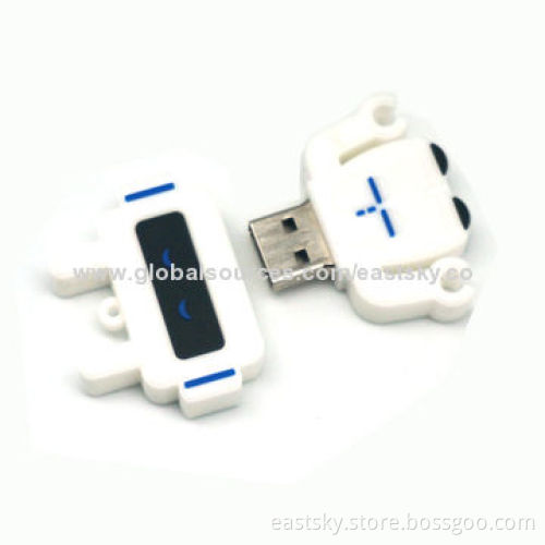 Custom Robot Shape Thumb Drive, made of soft PVC material, OEM orders welcome